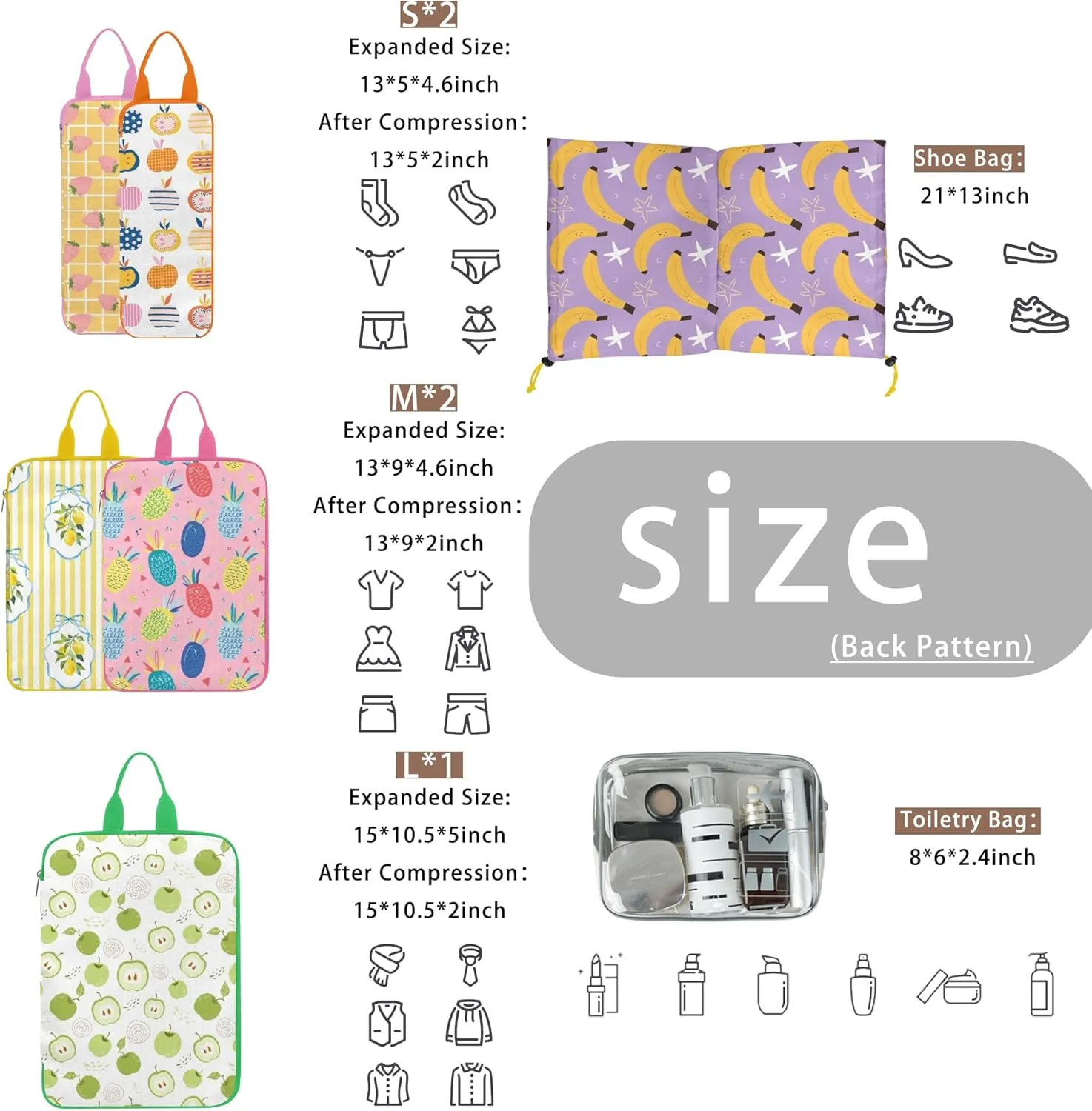 7 Pcs Compression Packing Cubes for Travel Luggage, Lightweight Suitcase Organizer Bags Set, Compression Packaging Cube for Travel Essentials, Packing Cubes for Carry on Suitcase