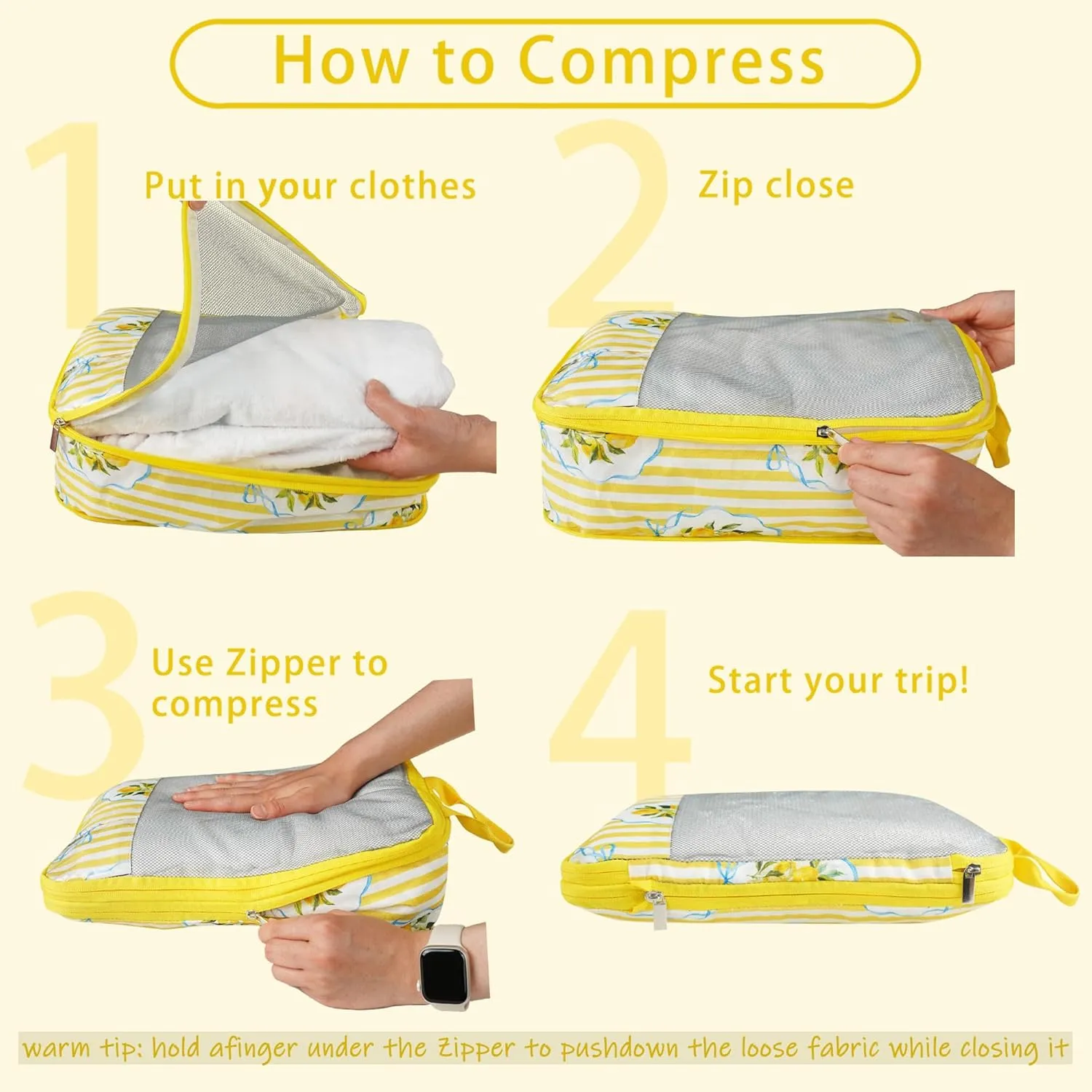 7 Pcs Compression Packing Cubes for Travel Luggage, Lightweight Suitcase Organizer Bags Set, Compression Packaging Cube for Travel Essentials, Packing Cubes for Carry on Suitcase