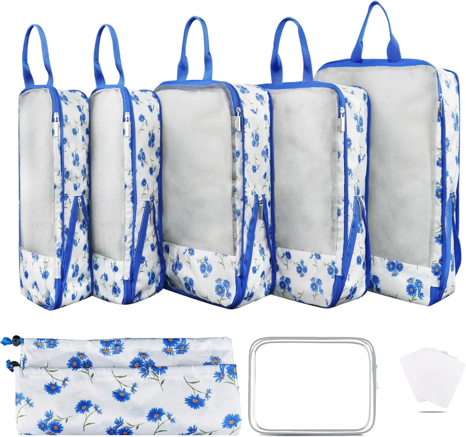 7 Pcs Compression Packing Cubes for Travel Luggage, Lightweight Suitcase Organizer Bags Set, Compression Packaging Cube for Travel Essentials, Packing Cubes for Carry on Suitcase