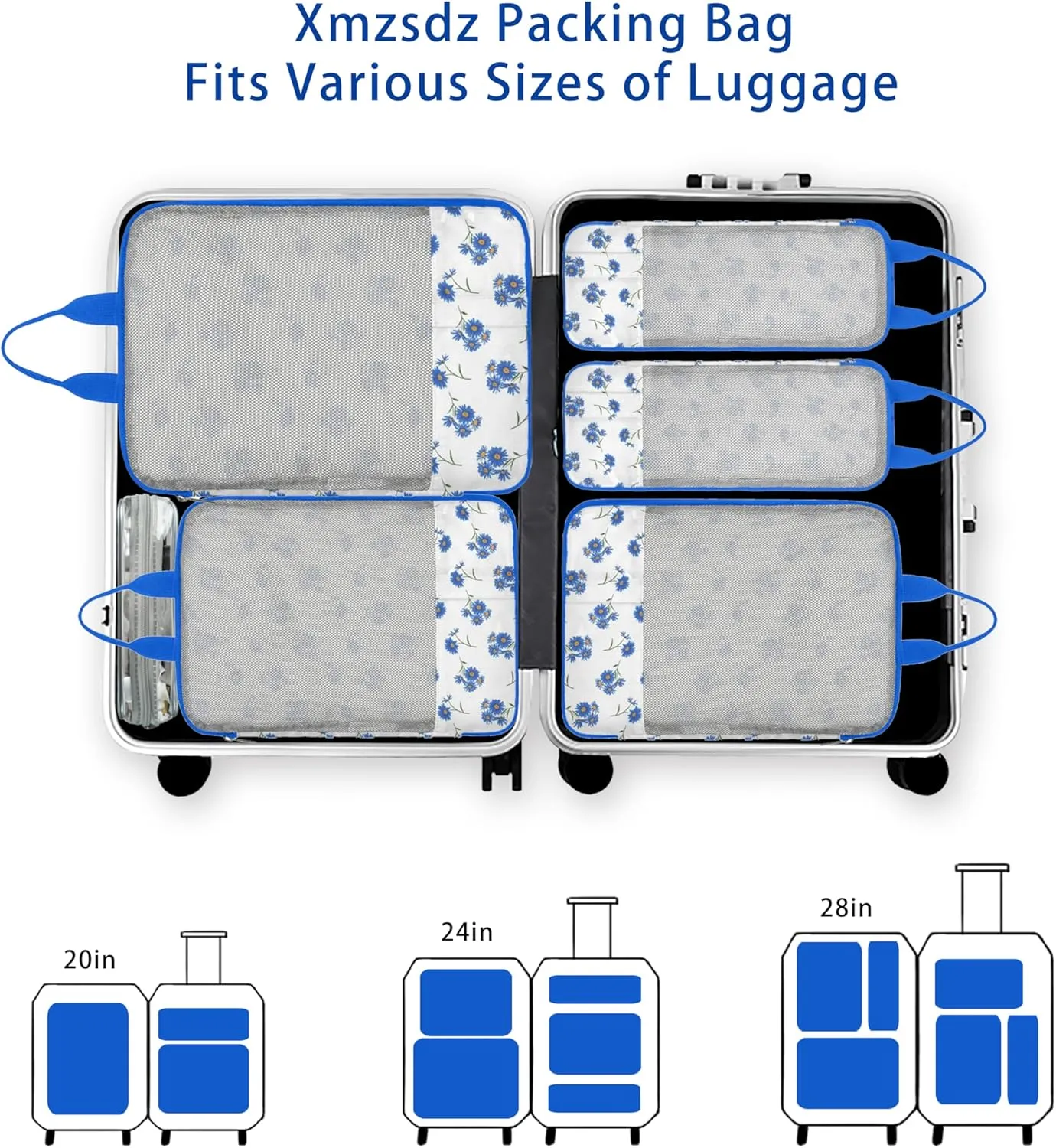 7 Pcs Compression Packing Cubes for Travel Luggage, Lightweight Suitcase Organizer Bags Set, Compression Packaging Cube for Travel Essentials, Packing Cubes for Carry on Suitcase