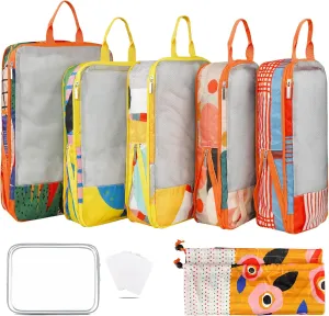 7 Pcs Compression Packing Cubes Travel for Suitcases, Luggage Organizer Washable Storage Bags Set for Backpack Travel- Packaging Cubes for Carry-Ons and Storage