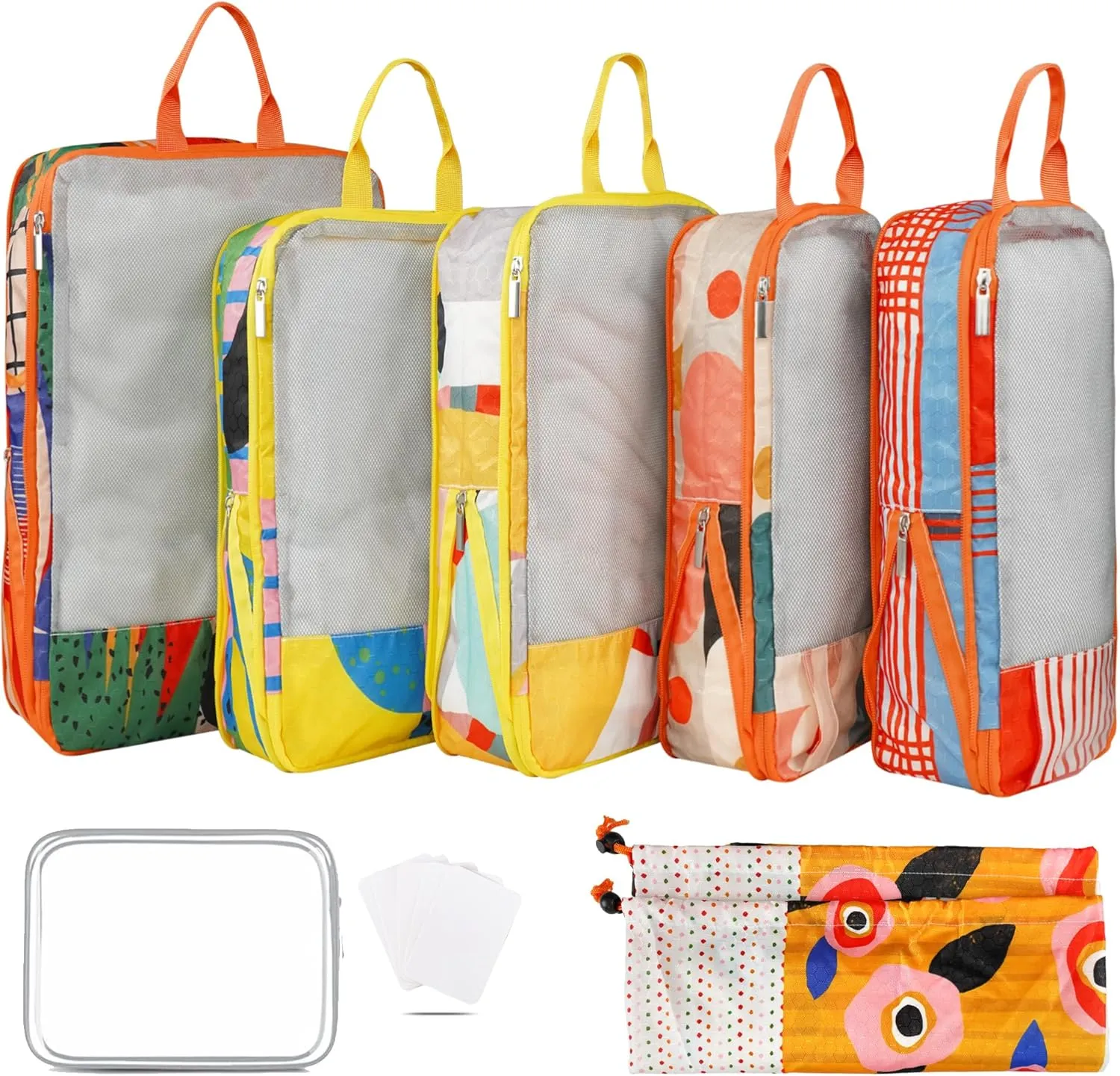 7 Pcs Compression Packing Cubes Travel for Suitcases, Luggage Organizer Washable Storage Bags Set for Backpack Travel- Packaging Cubes for Carry-Ons and Storage