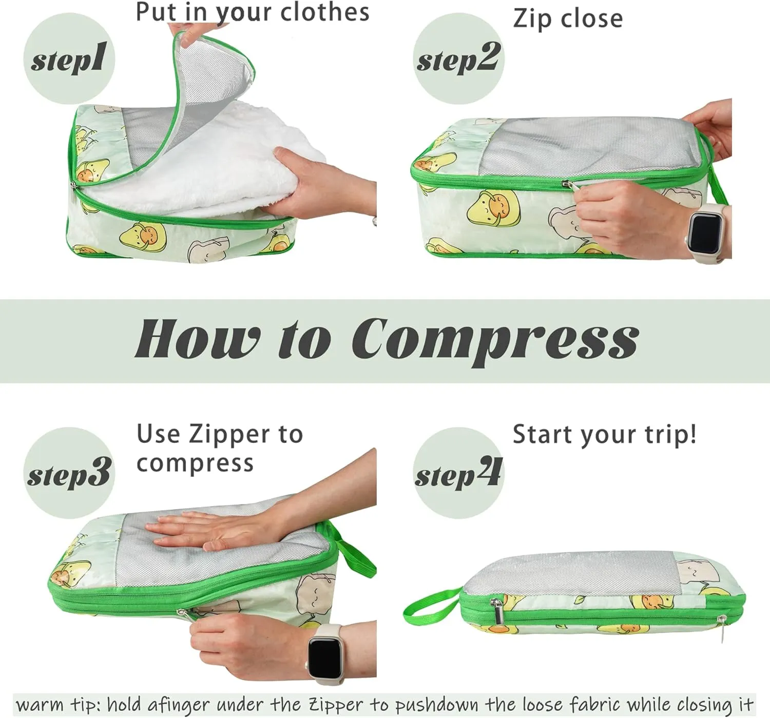 7 Pcs Compression Packing Cubes Travel for Suitcases, Luggage Organizer Washable Storage Bags Set for Backpack Travel- Packaging Cubes for Carry-Ons and Storage