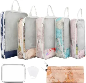 7 Pcs Compression Packing Cubes Travel for Suitcases, Luggage Organizer Washable Storage Bags Set for Backpack Travel- Packaging Cubes for Carry-Ons and Storage