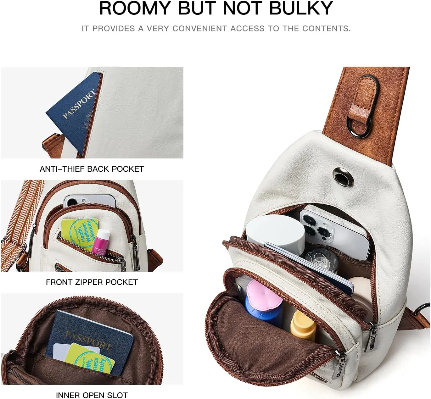7L Sling Bag For Women Men Crossbody Shoulder Tote Blet Bags Backpack Fanny Pack Travel Purse Faux Leather