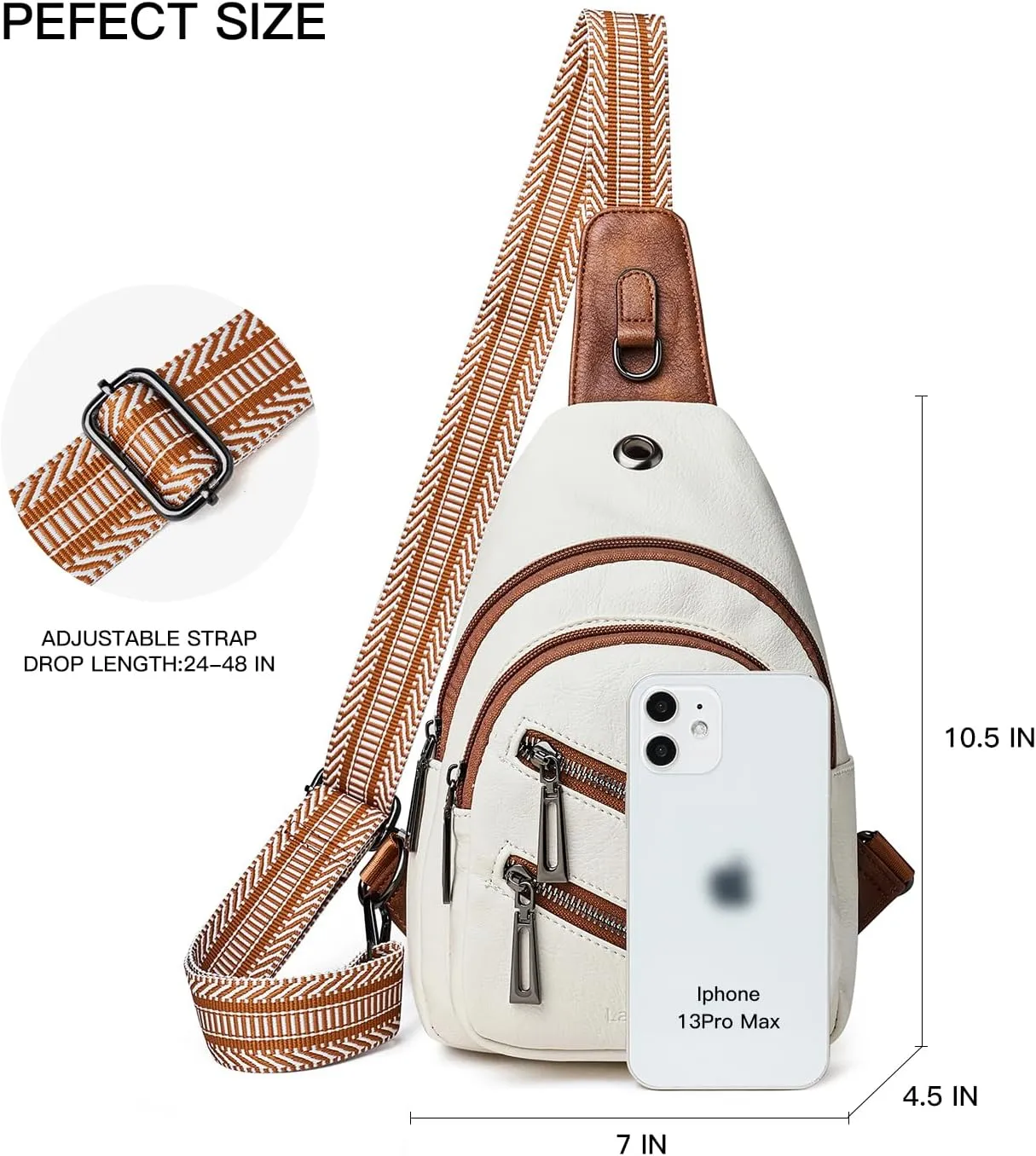 7L Sling Bag For Women Men Crossbody Shoulder Tote Blet Bags Backpack Fanny Pack Travel Purse Faux Leather