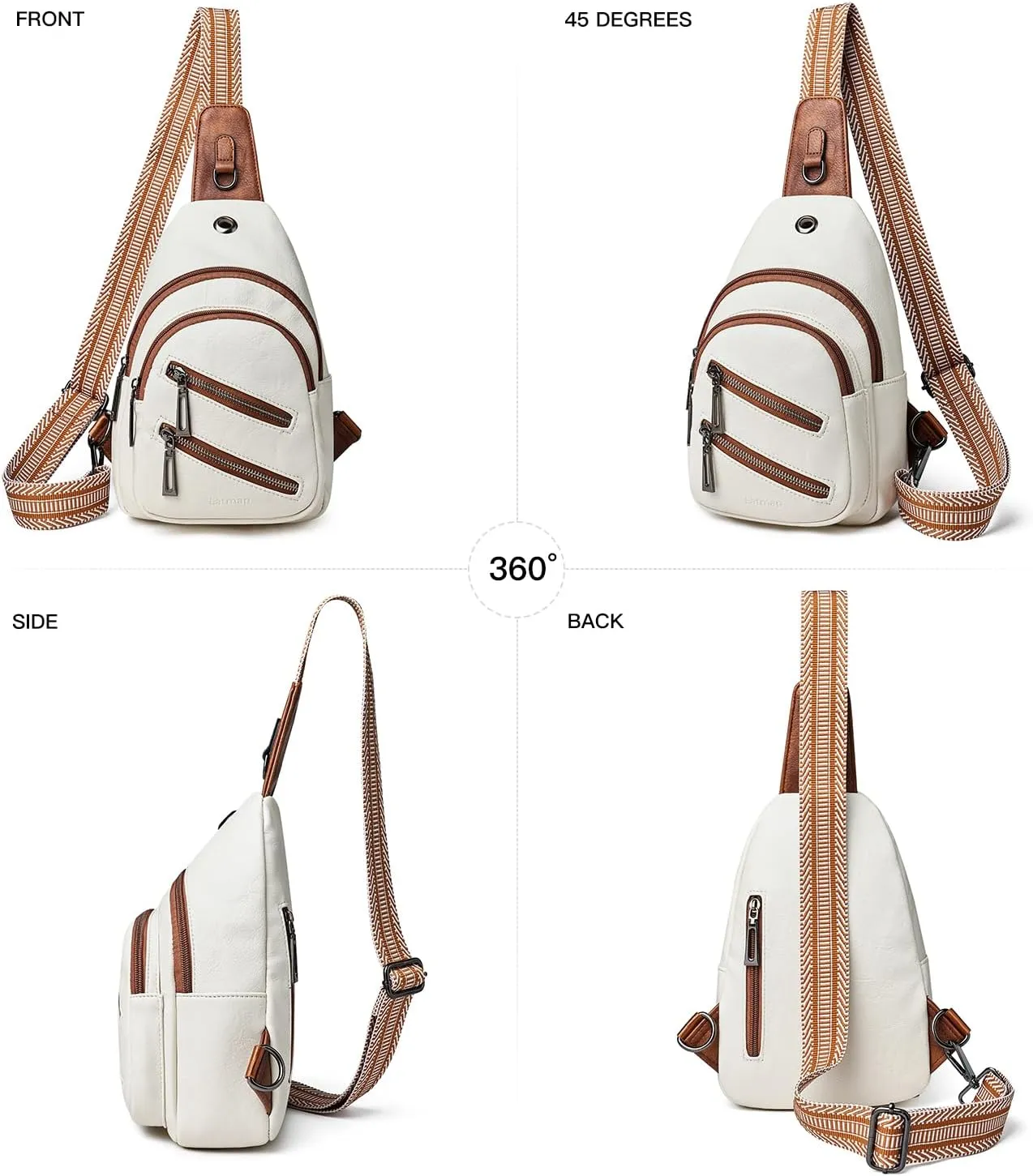 7L Sling Bag For Women Men Crossbody Shoulder Tote Blet Bags Backpack Fanny Pack Travel Purse Faux Leather