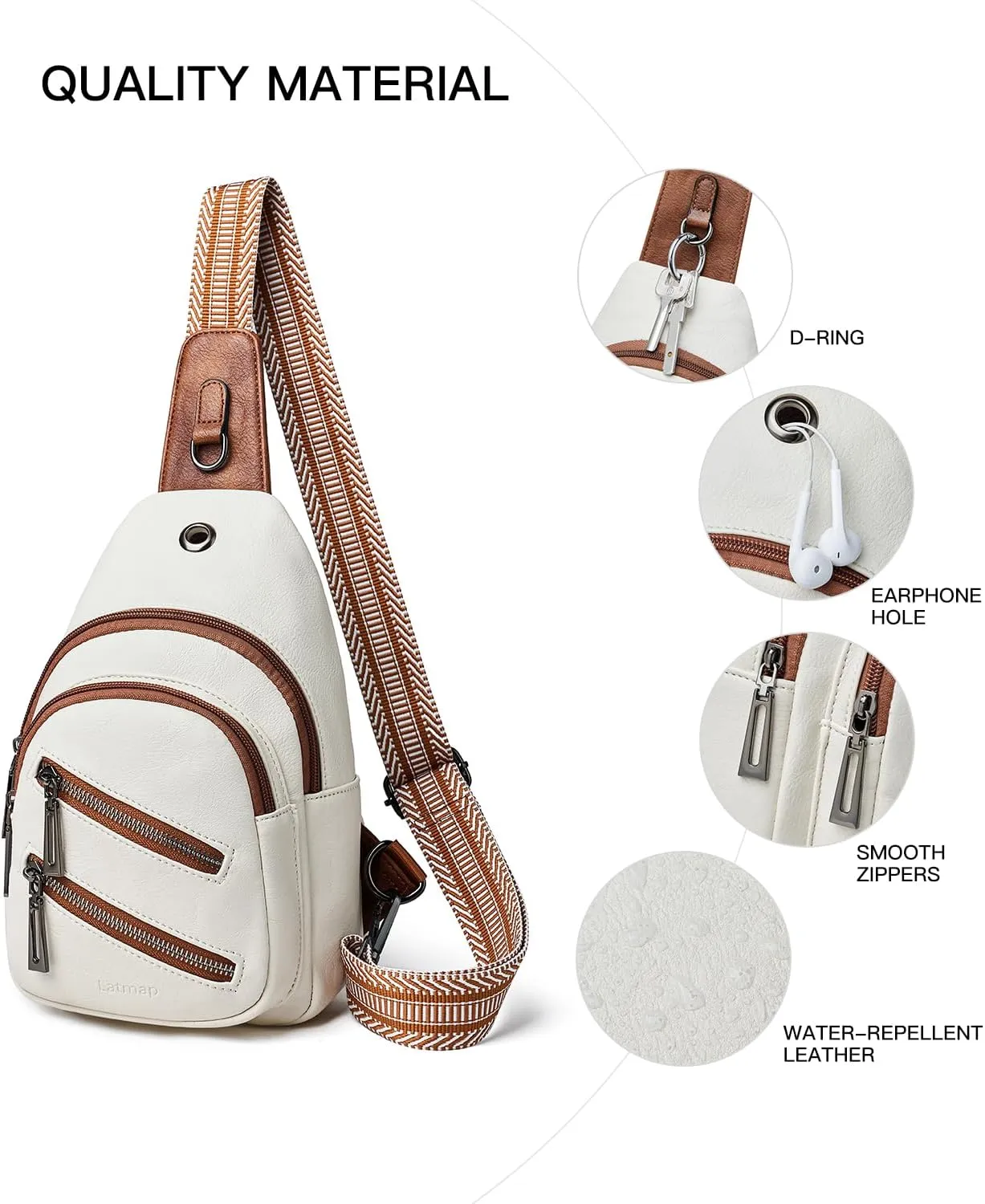 7L Sling Bag For Women Men Crossbody Shoulder Tote Blet Bags Backpack Fanny Pack Travel Purse Faux Leather