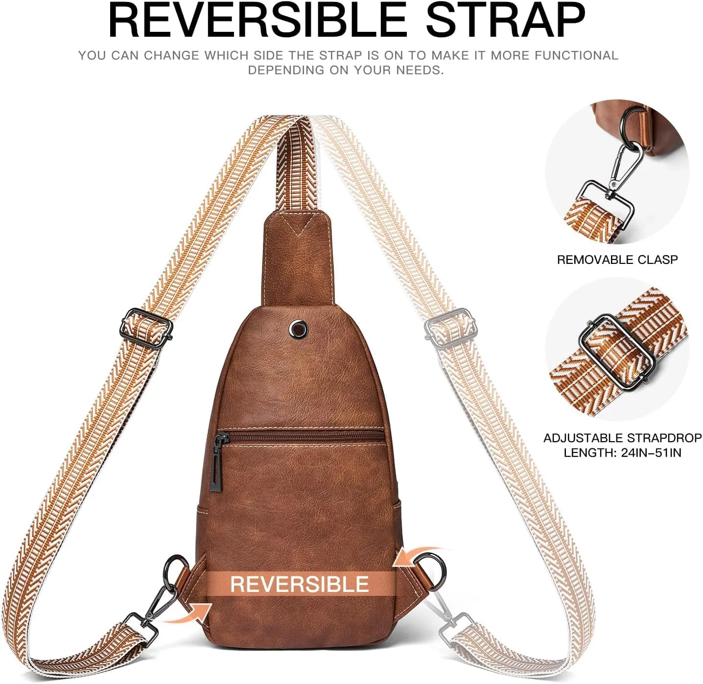7L Sling Bag for Women Men Leather Small Sling Backpack Daypack Anti Theft Fanny Pack Crossbody Purse Travel