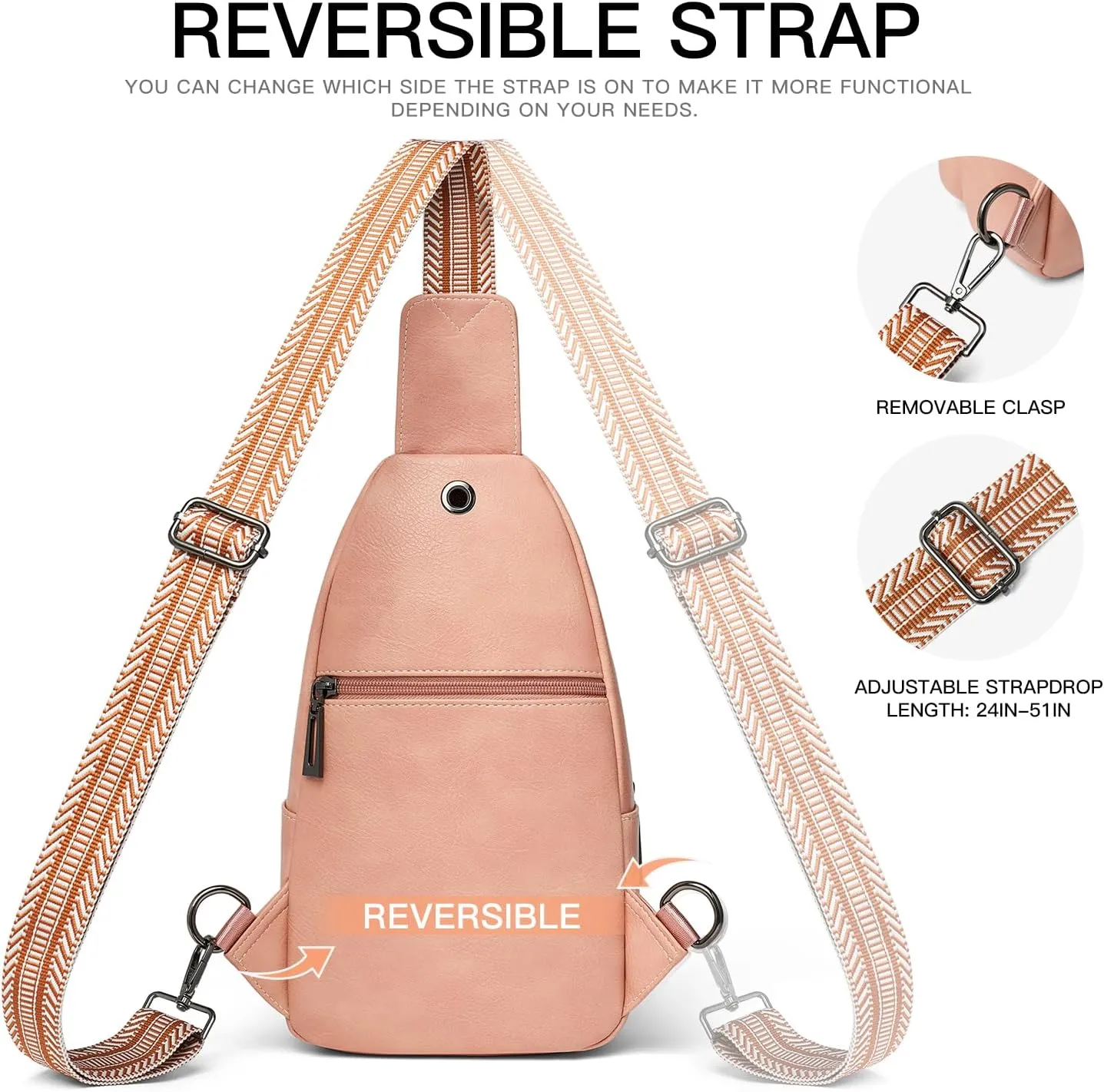 7L Sling Bag for Women Men Leather Small Sling Backpack Daypack Anti Theft Fanny Pack Crossbody Purse Travel