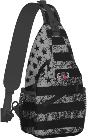 82nd Airborne Jump Wings Sling Bag for Men, Small Crossbody Sling Bags, Mini Water Resistant Shoulder Daypack for Travel, Anti Thief Chest Bag for Hiking