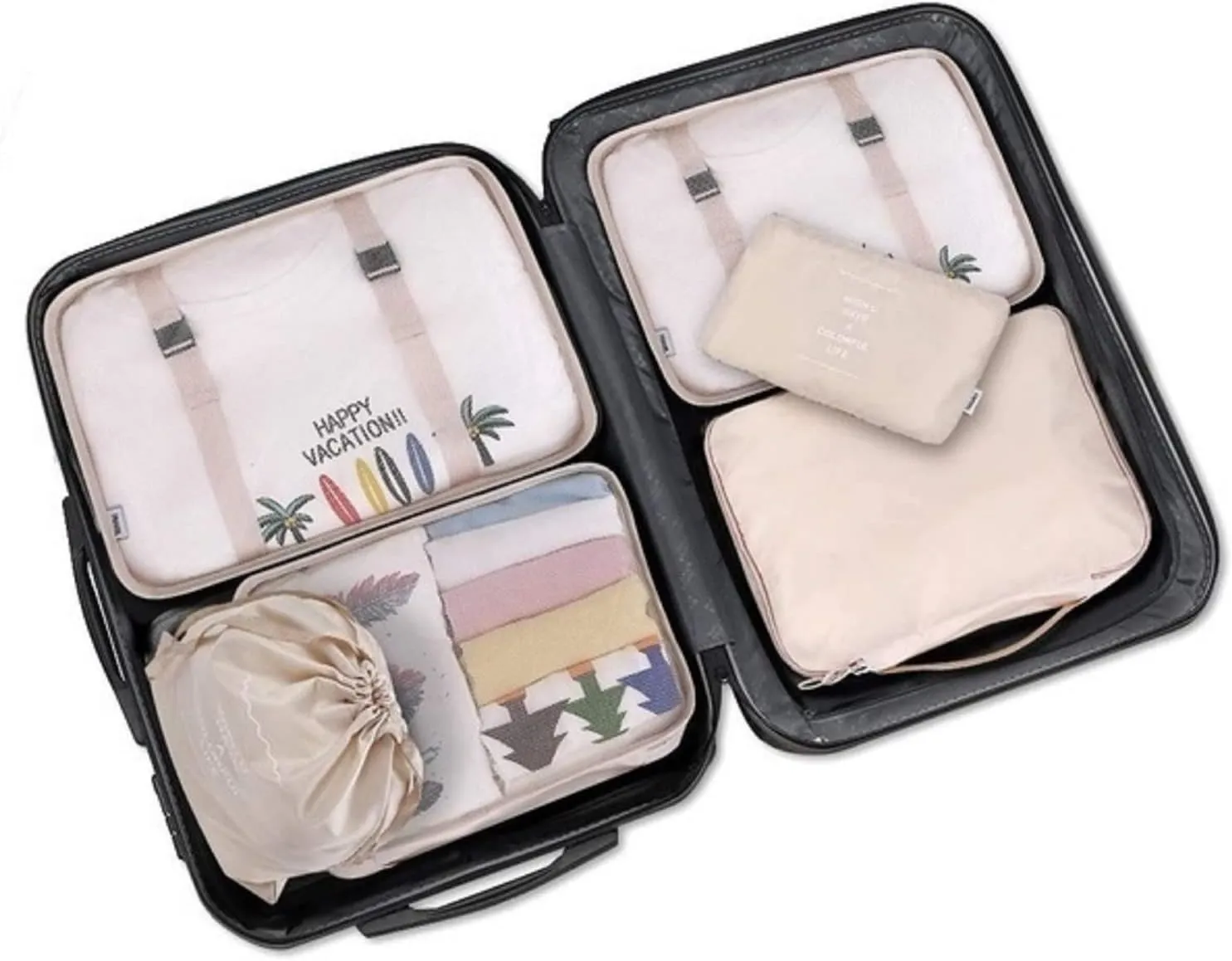8Pcs Packing Cubes for Travel,Travel Cubes Set Foldable Suitcase Organizer Lightweight Luggage Storage Bags (Navy)