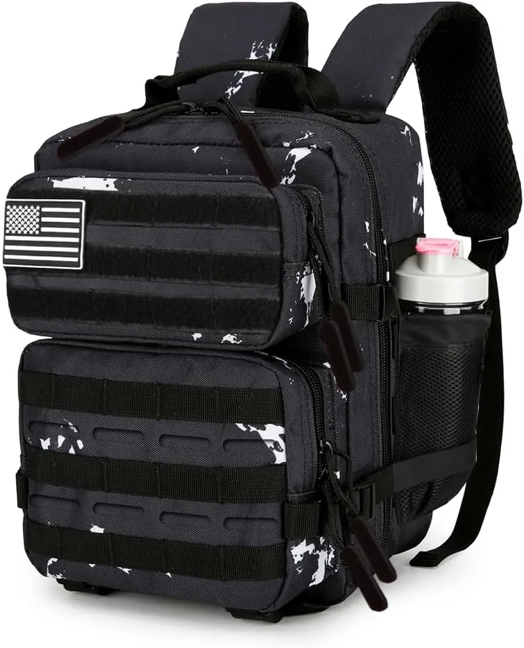 9L Tactical Assault Backpack Gym Backpack Hiking Travel Backpack Camping Backpack (Black & white dots)