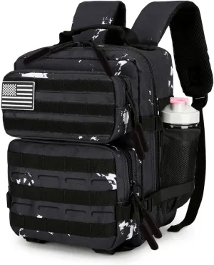 9L Tactical Assault Backpack Gym Backpack Hiking Travel Backpack Camping Backpack (Black & white dots)