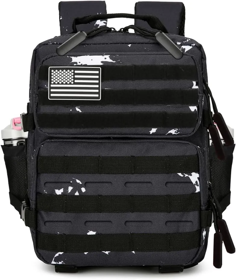 9L Tactical Assault Backpack Gym Backpack Hiking Travel Backpack Camping Backpack (Black & white dots)