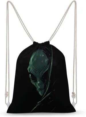 A Hidden Aliens Drawstring Backpack Travel String Shoulder Bag Canvas Sport Sackpack for Gym Shopping Yoga