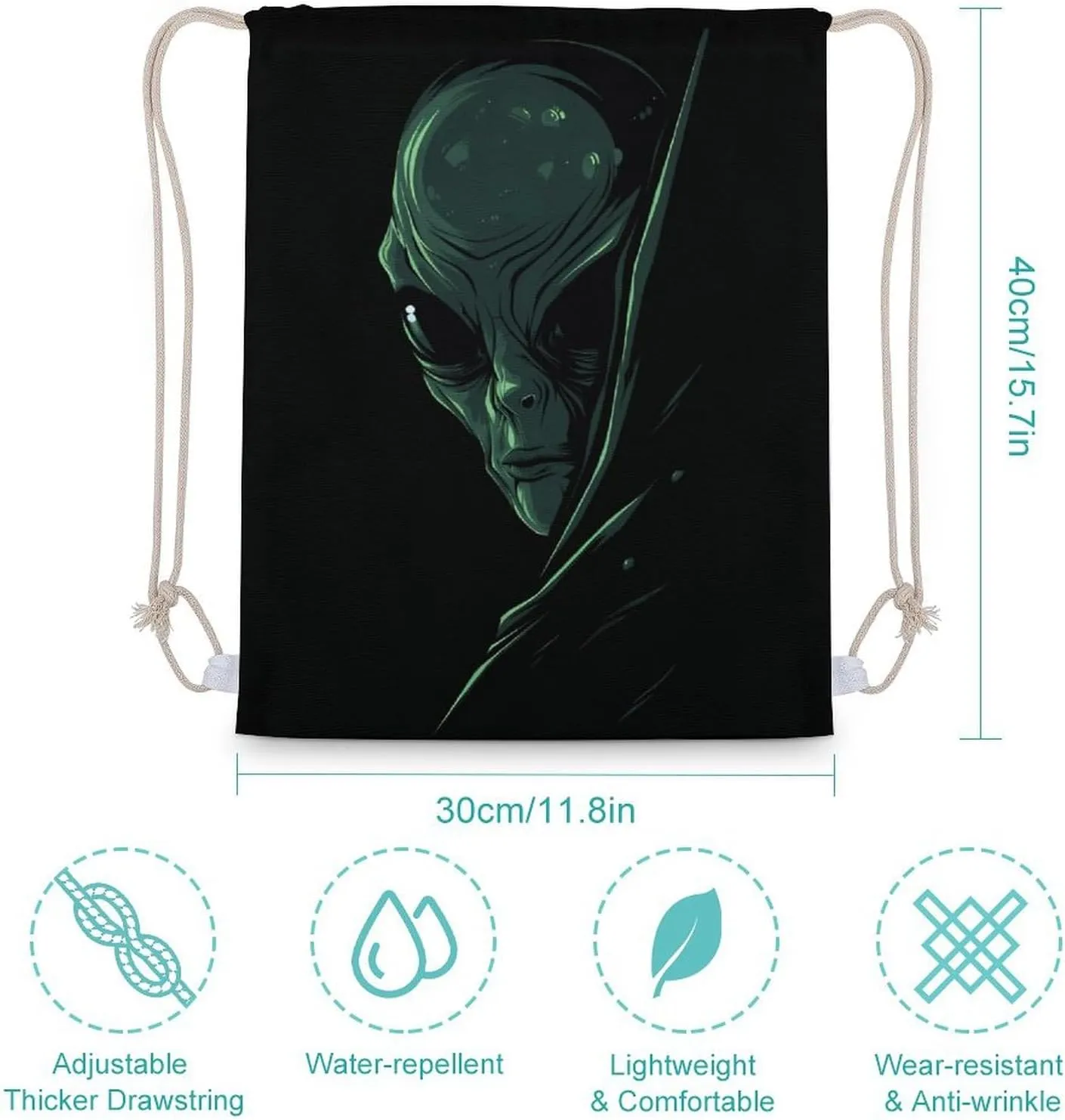 A Hidden Aliens Drawstring Backpack Travel String Shoulder Bag Canvas Sport Sackpack for Gym Shopping Yoga