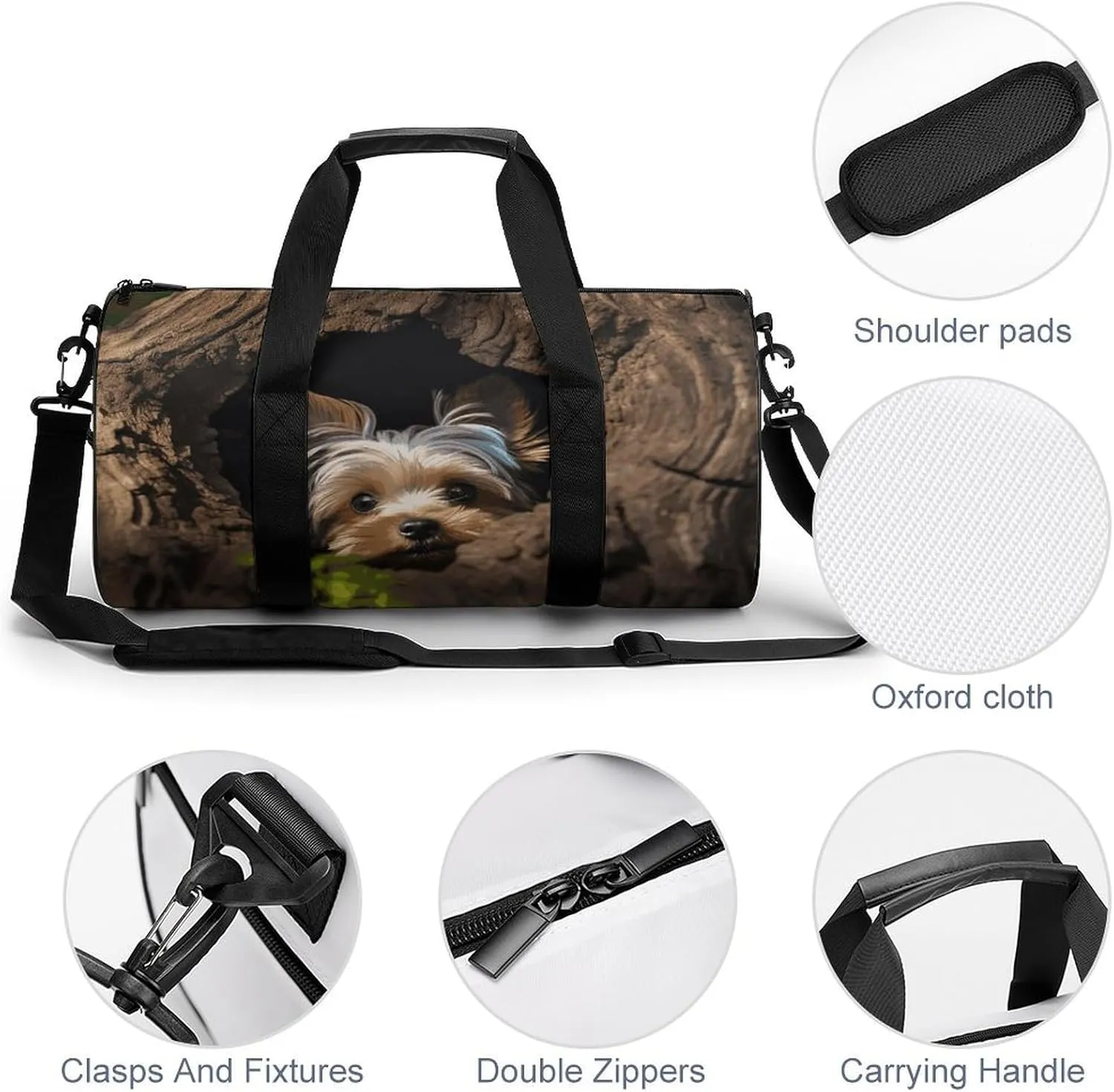 A Little Yorkshire Terrier Gym Bag Small Travel Duffle Bag with Compartment Carry On Weekender Bag for Women Men