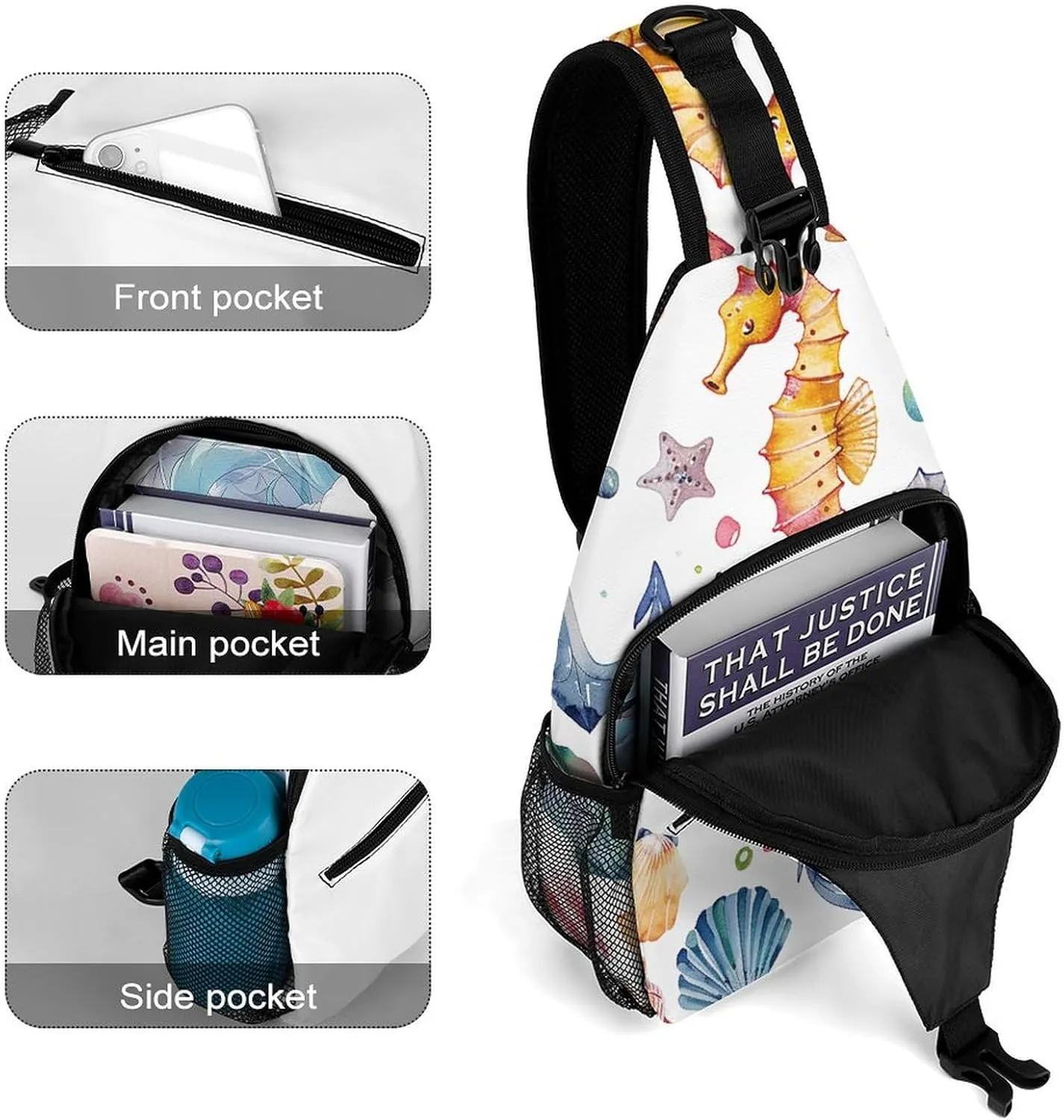 A Range of Sea Creatures Sling Bag Crossbody Bags Cross Body Bag Fanny Packs Chest Bags Sling Purses for Travel