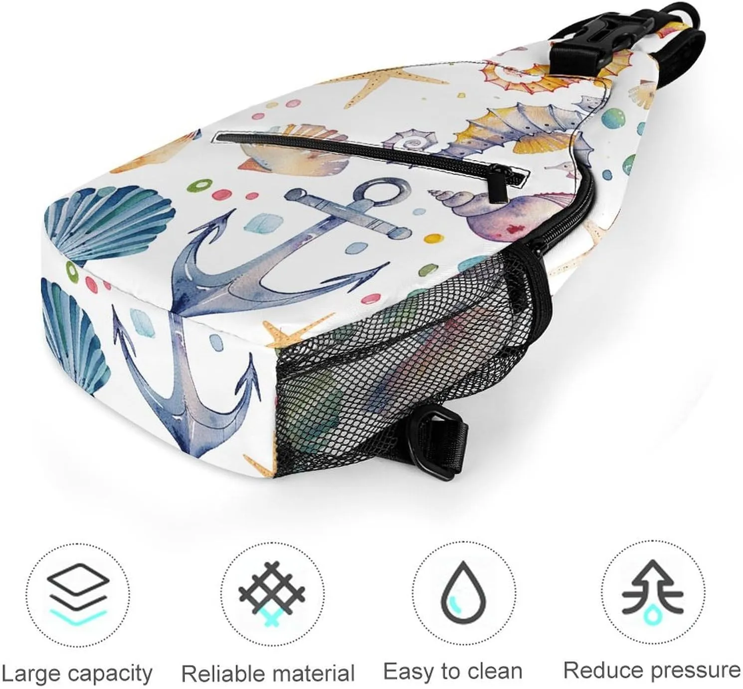 A Range of Sea Creatures Sling Bag Crossbody Bags Cross Body Bag Fanny Packs Chest Bags Sling Purses for Travel