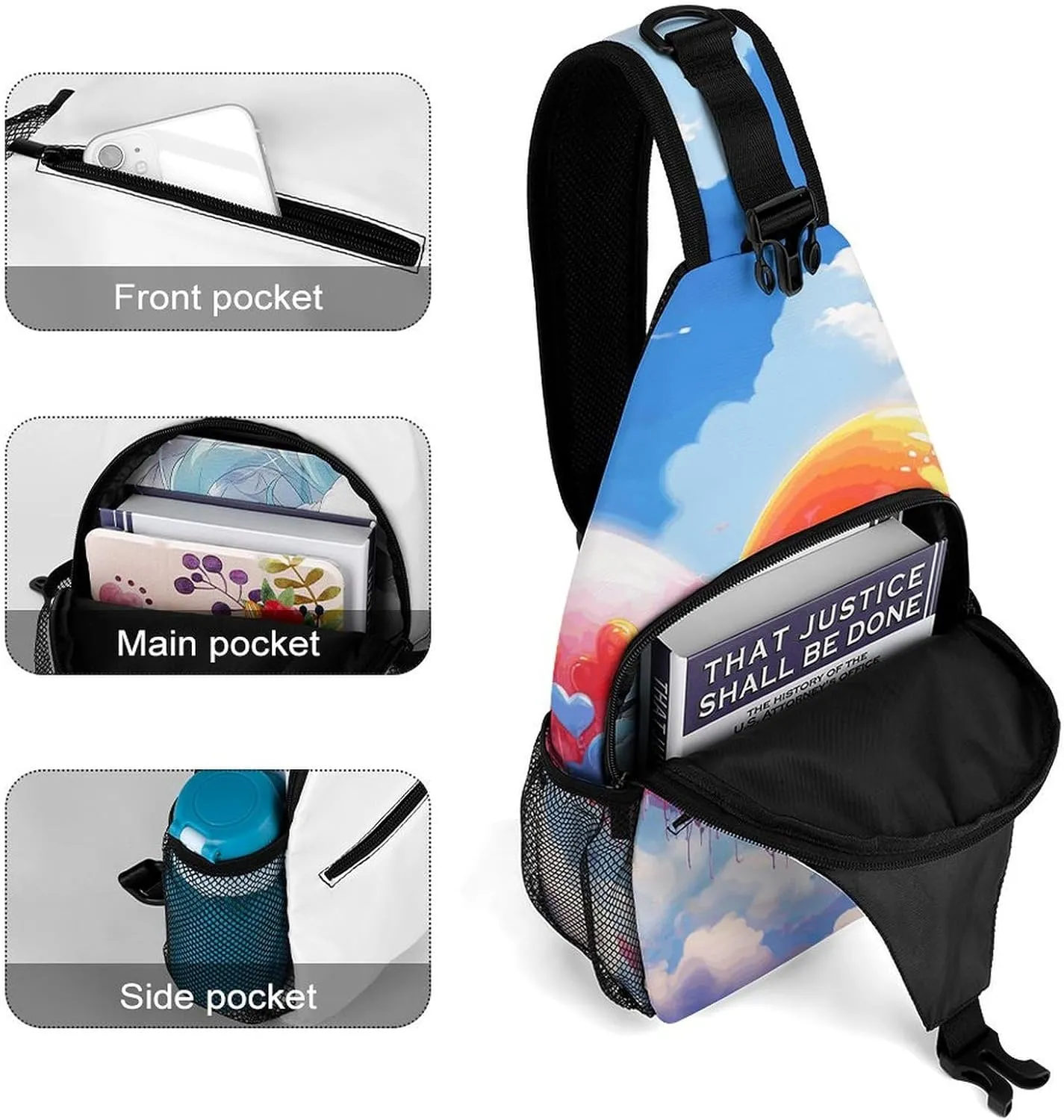 A Range of Sea Creatures Sling Bag Crossbody Bags Cross Body Bag Fanny Packs Chest Bags Sling Purses for Travel