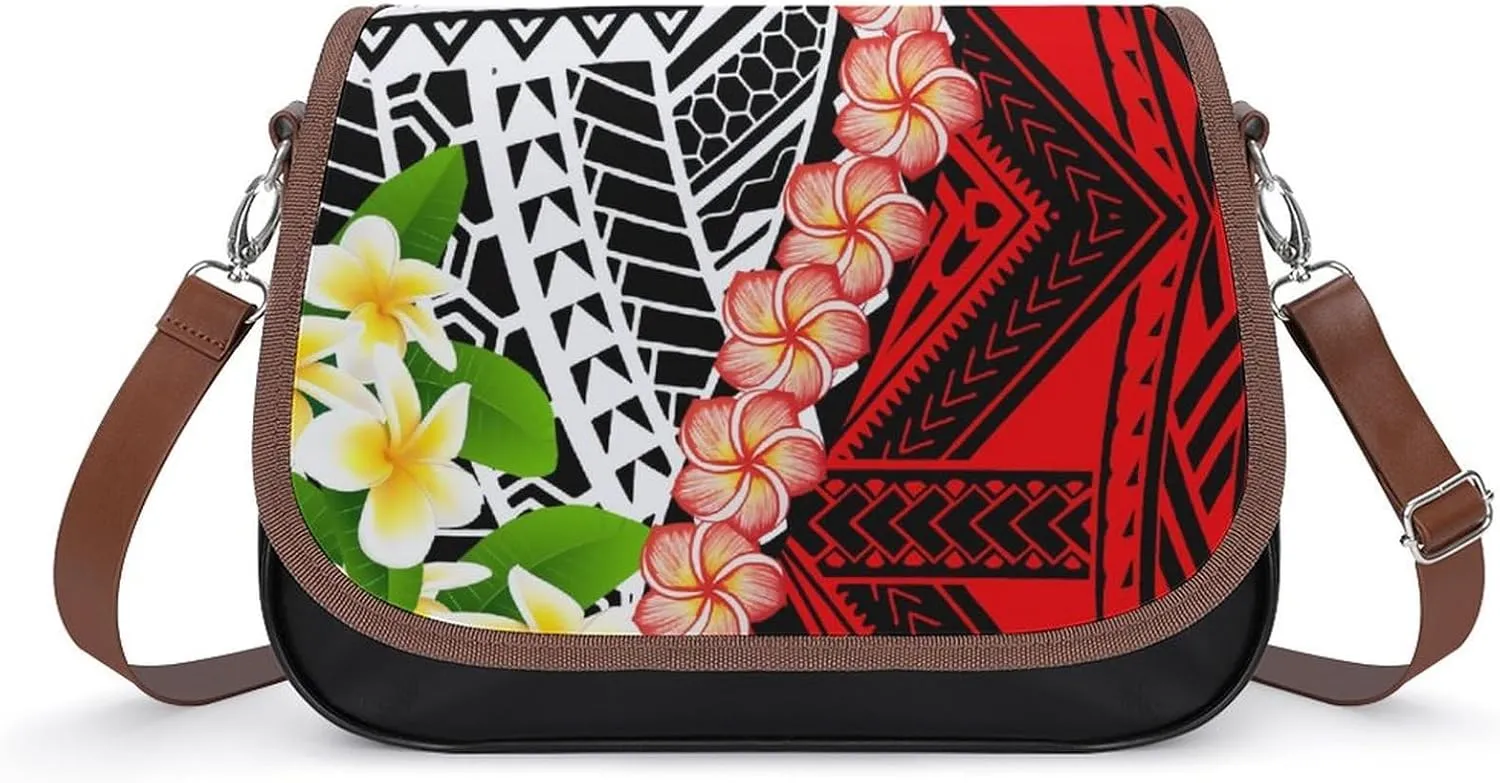 A Versatile Work And Travel Women'S Bag With Floral Patterns And Custom-Made Polynesian Women'S Crossbody Bag