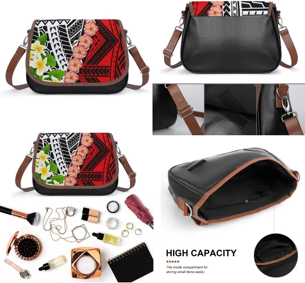 A Versatile Work And Travel Women'S Bag With Floral Patterns And Custom-Made Polynesian Women'S Crossbody Bag