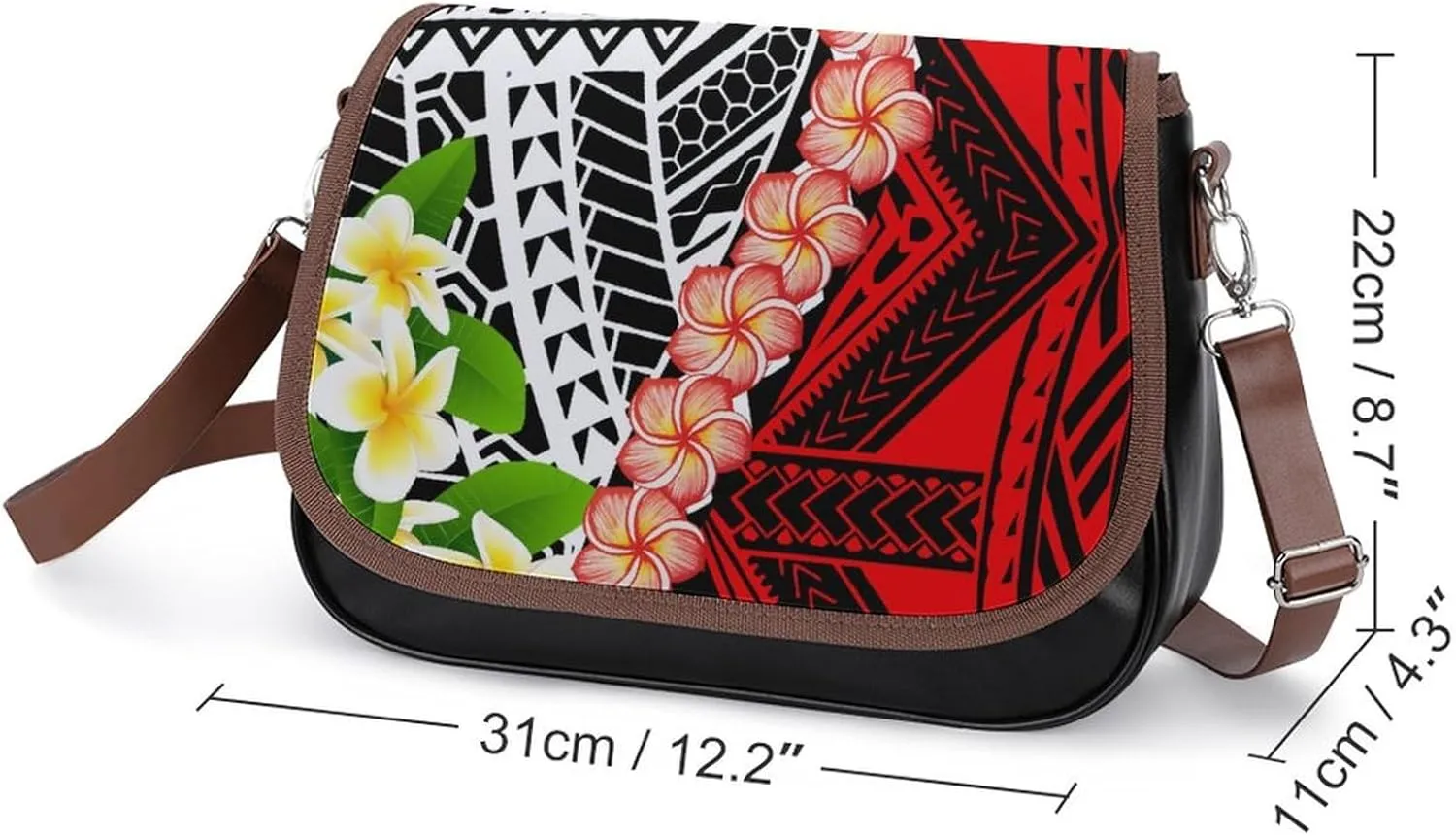 A Versatile Work And Travel Women'S Bag With Floral Patterns And Custom-Made Polynesian Women'S Crossbody Bag