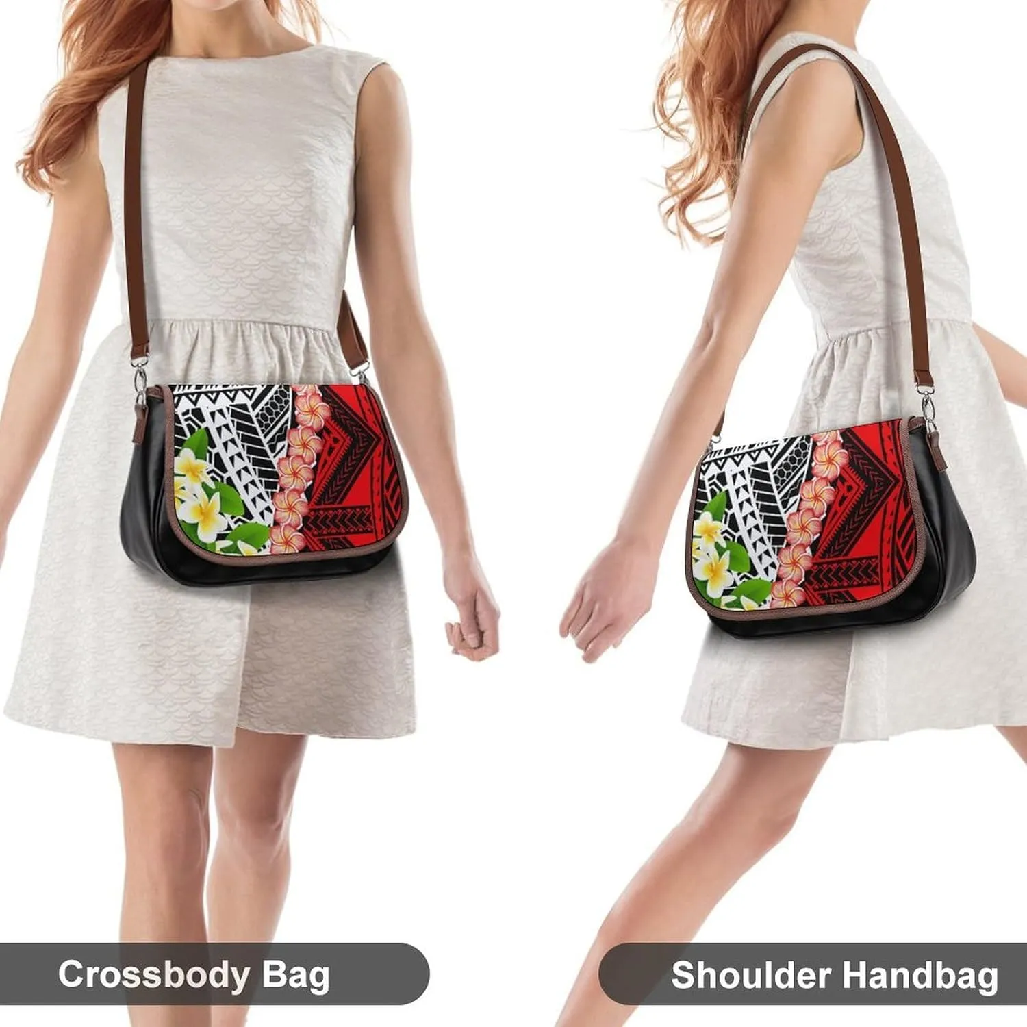 A Versatile Work And Travel Women'S Bag With Floral Patterns And Custom-Made Polynesian Women'S Crossbody Bag