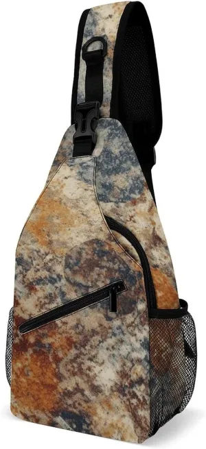 Abstract Granite Crossbody Sling Bag for Men Hiking Backpack Travel Chest Bag Man Purse Shoulder Bags Daypack