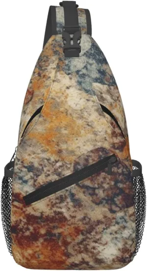 Abstract Granite Sling Bag Backpack For Men Cross Chest Bag Crossbody Shoulder Bag Travel Hiking Daypack, Black, One Size
