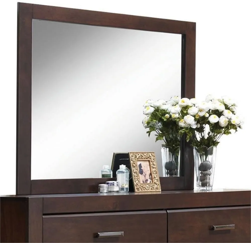 Acme Oberreit Wood Frame Bedroom Mirror in Walnut