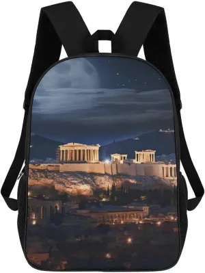 Acropolis Of Athens 17 Inch Shoulder Backpack Casual Laptop Bag Travel Daypack for Office School