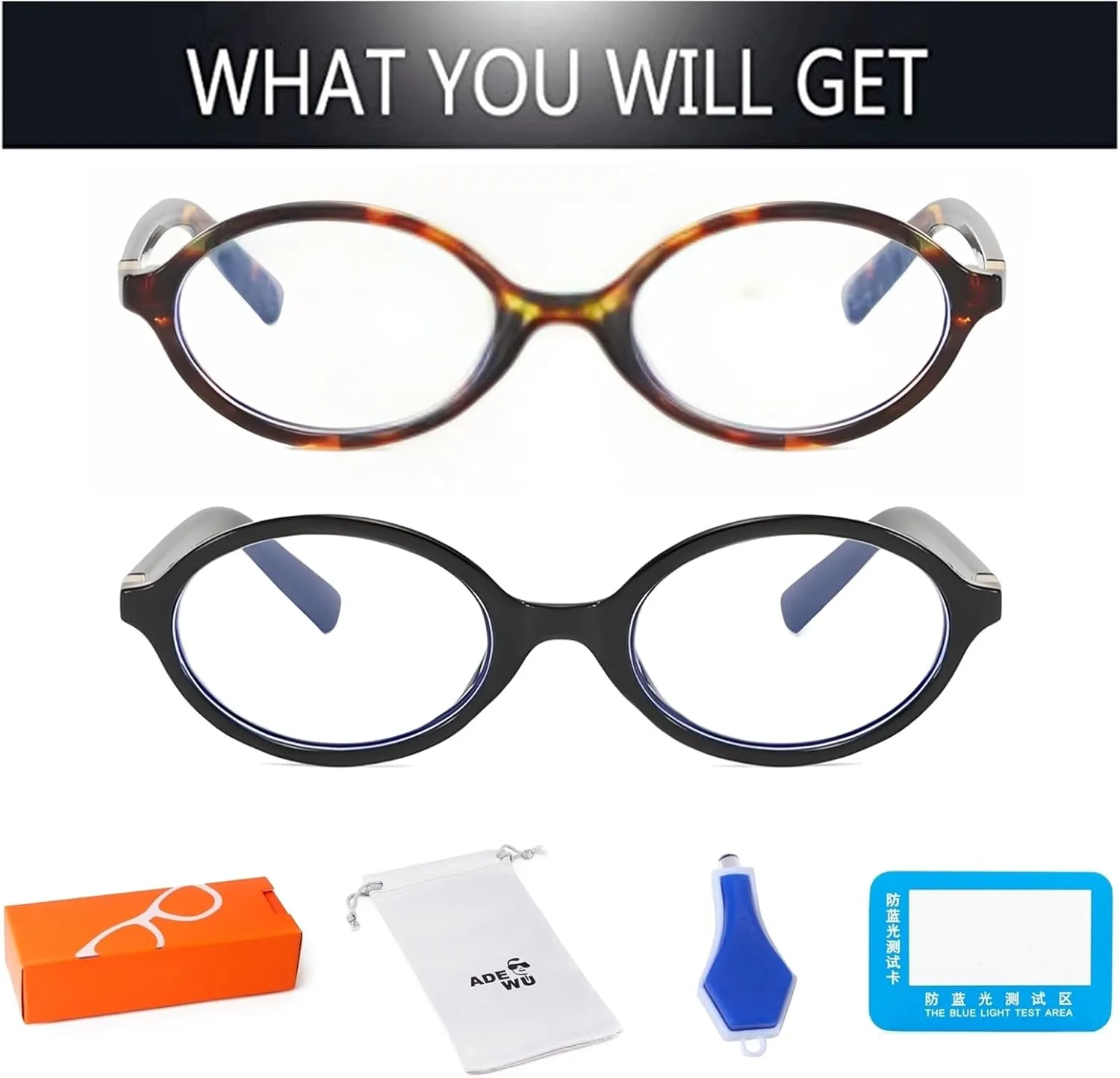 ADE WU Cute Oval Blue Light Glasses for Woman