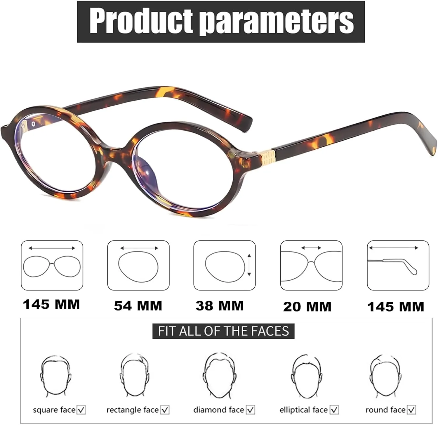 ADE WU Cute Oval Blue Light Glasses for Woman