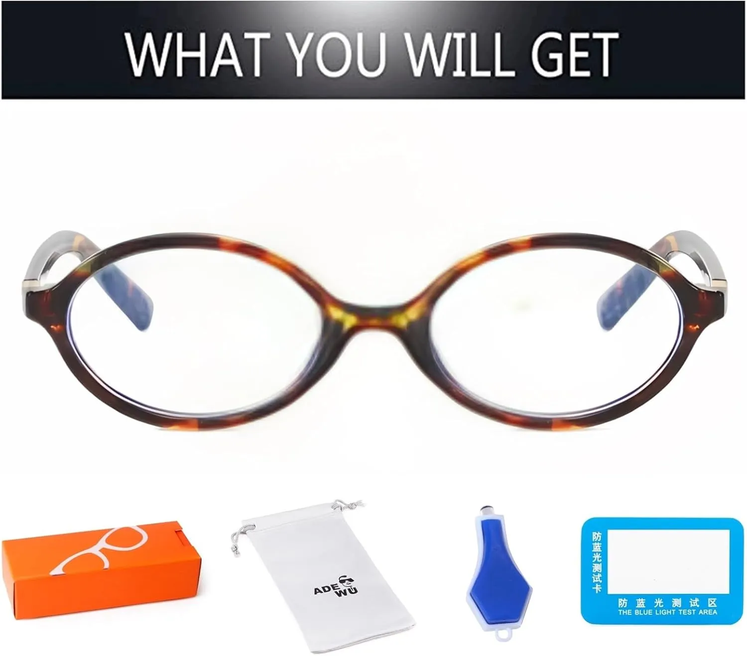 ADE WU Cute Oval Blue Light Glasses for Woman