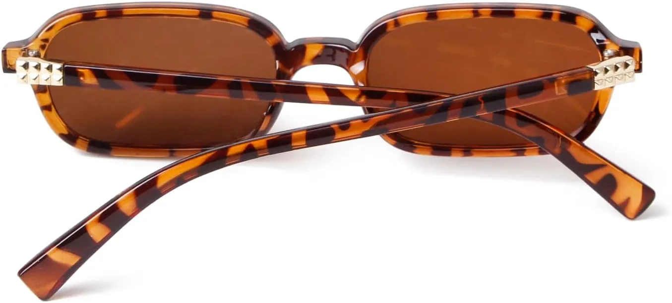 ADE WU Rectangle Sunglasses for Women Cute Vintage Trendy 90s Tiny Rectangular Sun Glasses