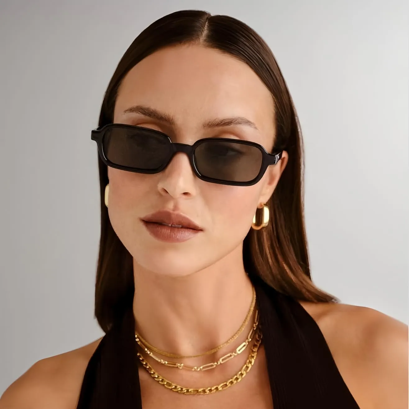 ADE WU Rectangle Sunglasses for Women Cute Vintage Trendy 90s Tiny Rectangular Sun Glasses