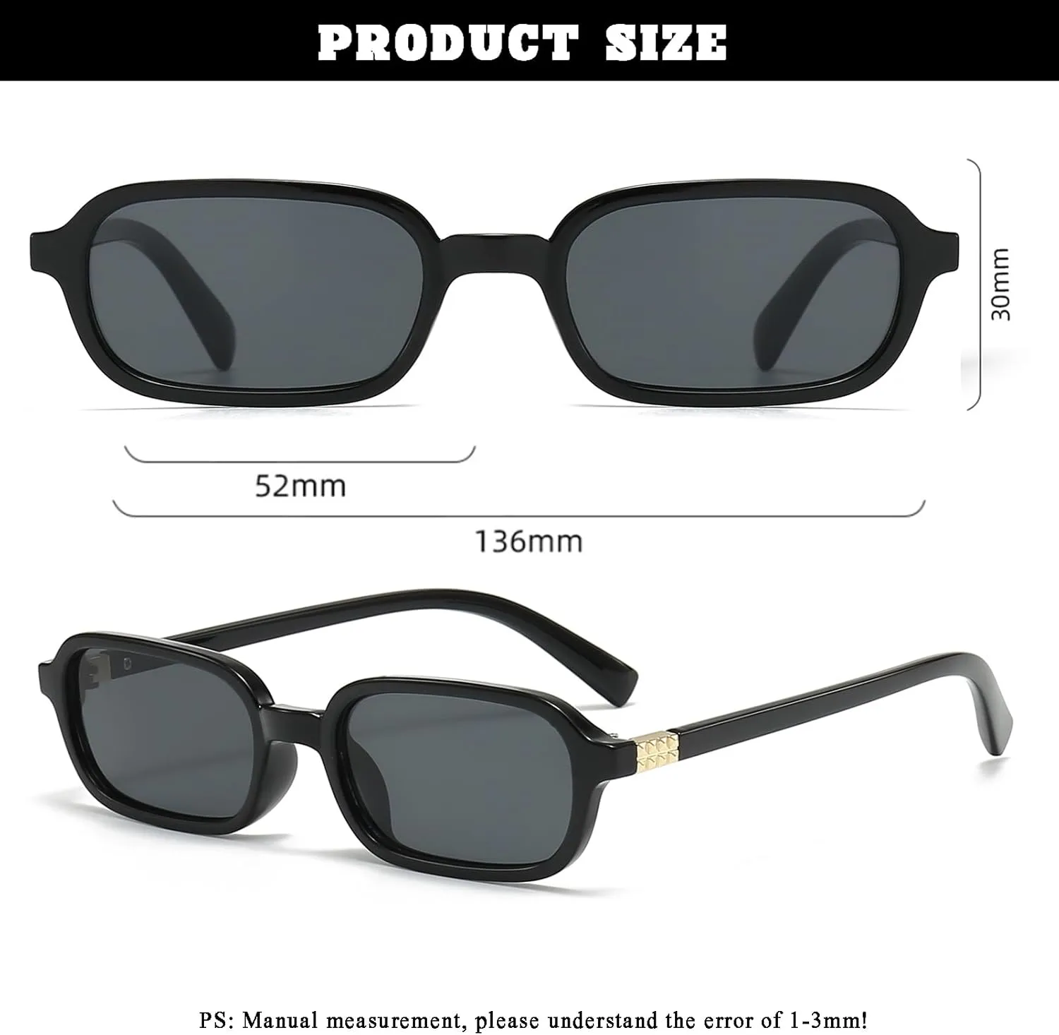 ADE WU Rectangle Sunglasses for Women Cute Vintage Trendy 90s Tiny Rectangular Sun Glasses