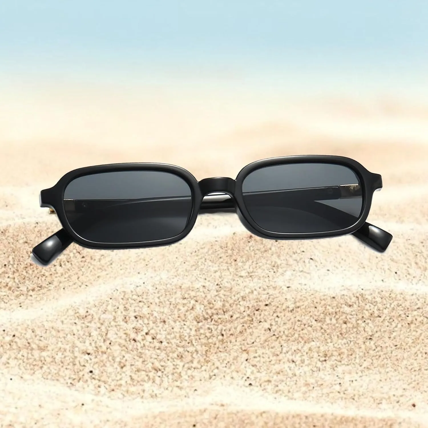 ADE WU Rectangle Sunglasses for Women Cute Vintage Trendy 90s Tiny Rectangular Sun Glasses