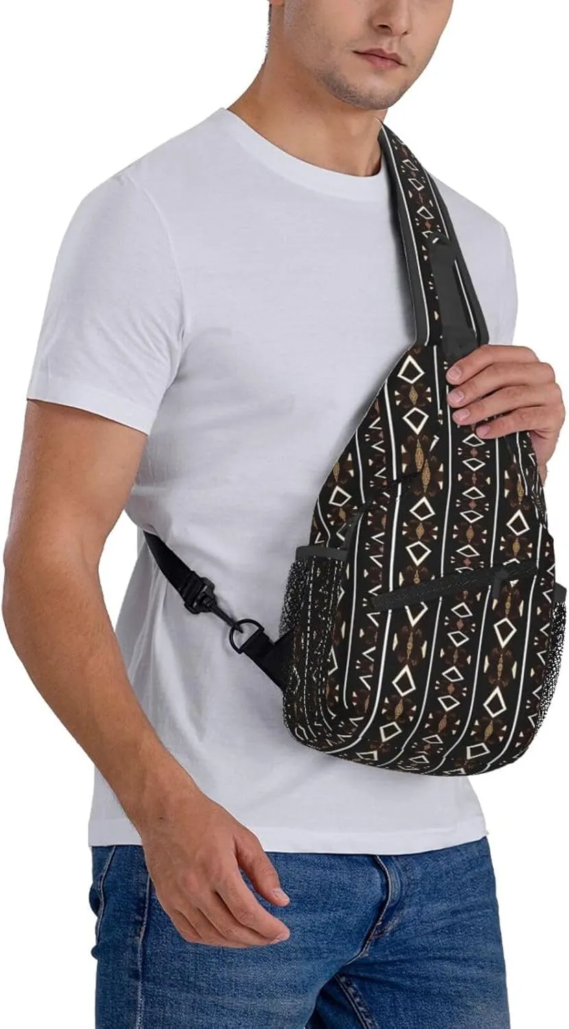 African Ethnic Bag for Women Men, Lightweight Sling Bag Chest Bag Tribe Handbag Backpack for Travel, Work