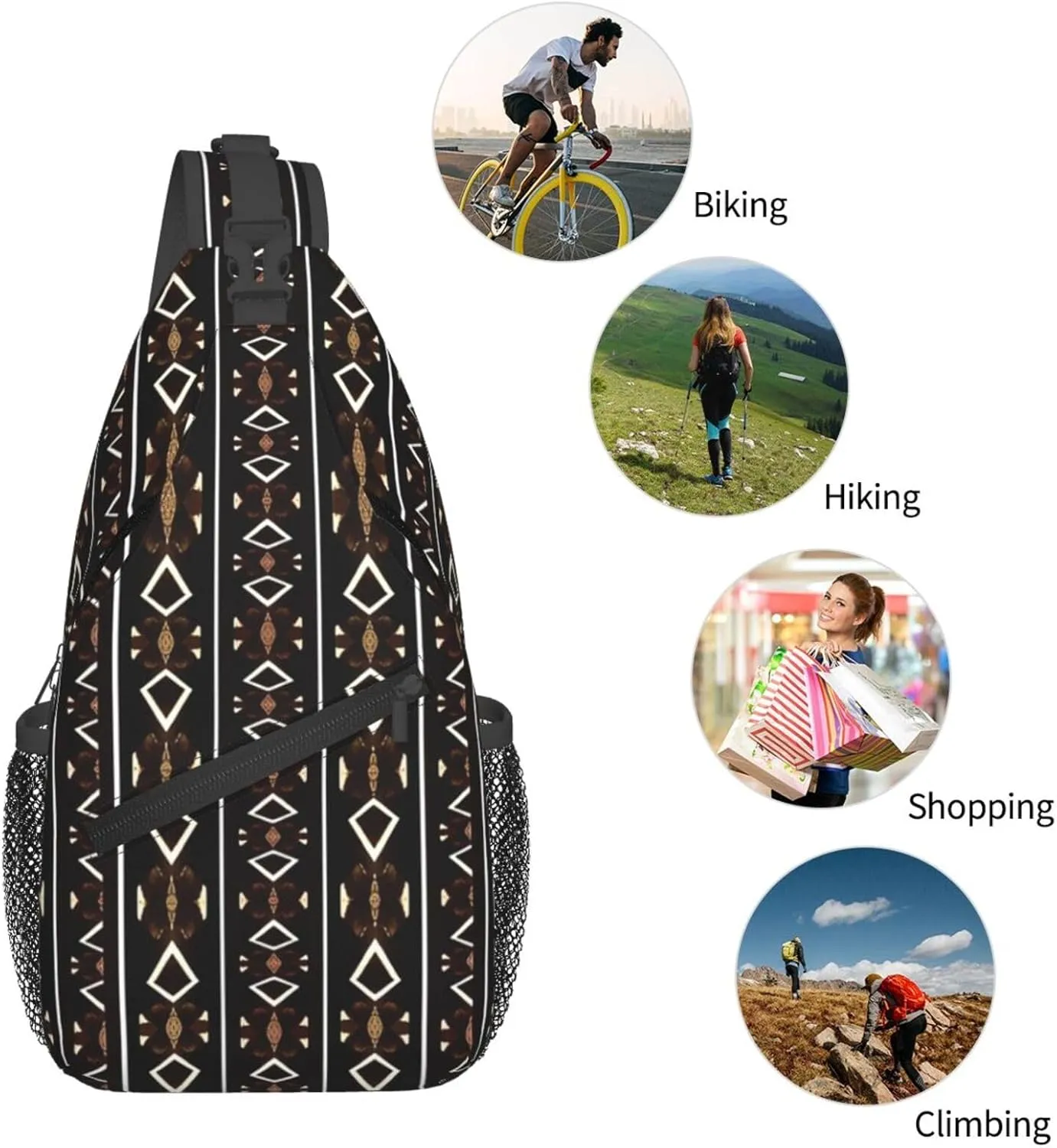 African Ethnic Bag for Women Men, Lightweight Sling Bag Chest Bag Tribe Handbag Backpack for Travel, Work