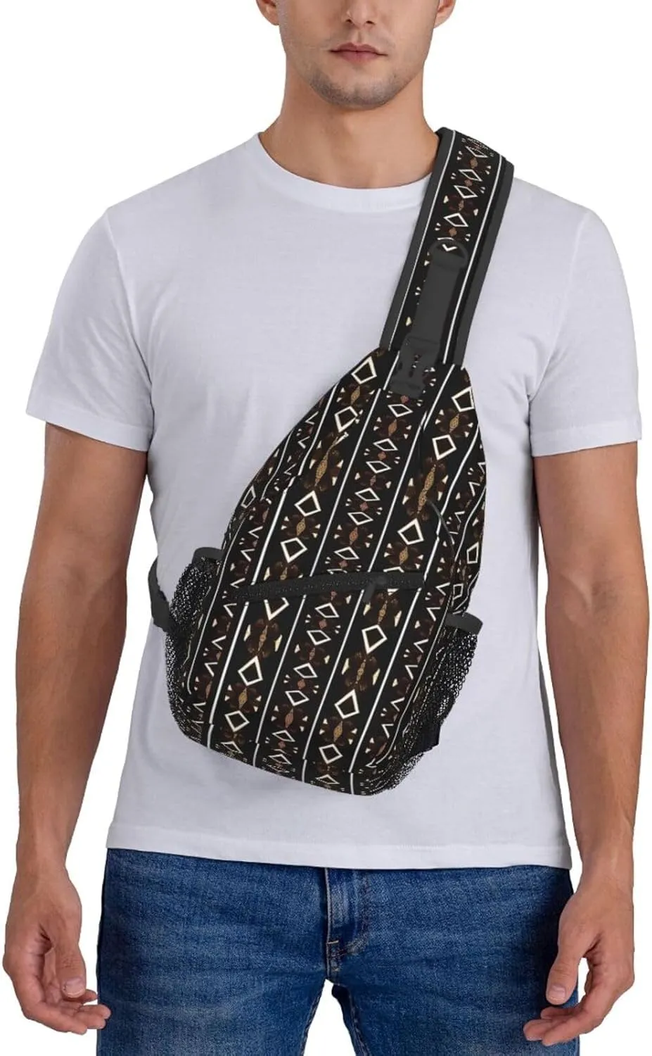 African Ethnic Bag for Women Men, Lightweight Sling Bag Chest Bag Tribe Handbag Backpack for Travel, Work