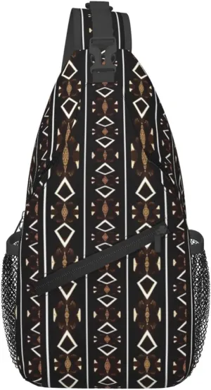 African Ethnic Bag for Women Men, Lightweight Sling Bag Chest Bag Tribe Handbag Backpack for Travel, Work
