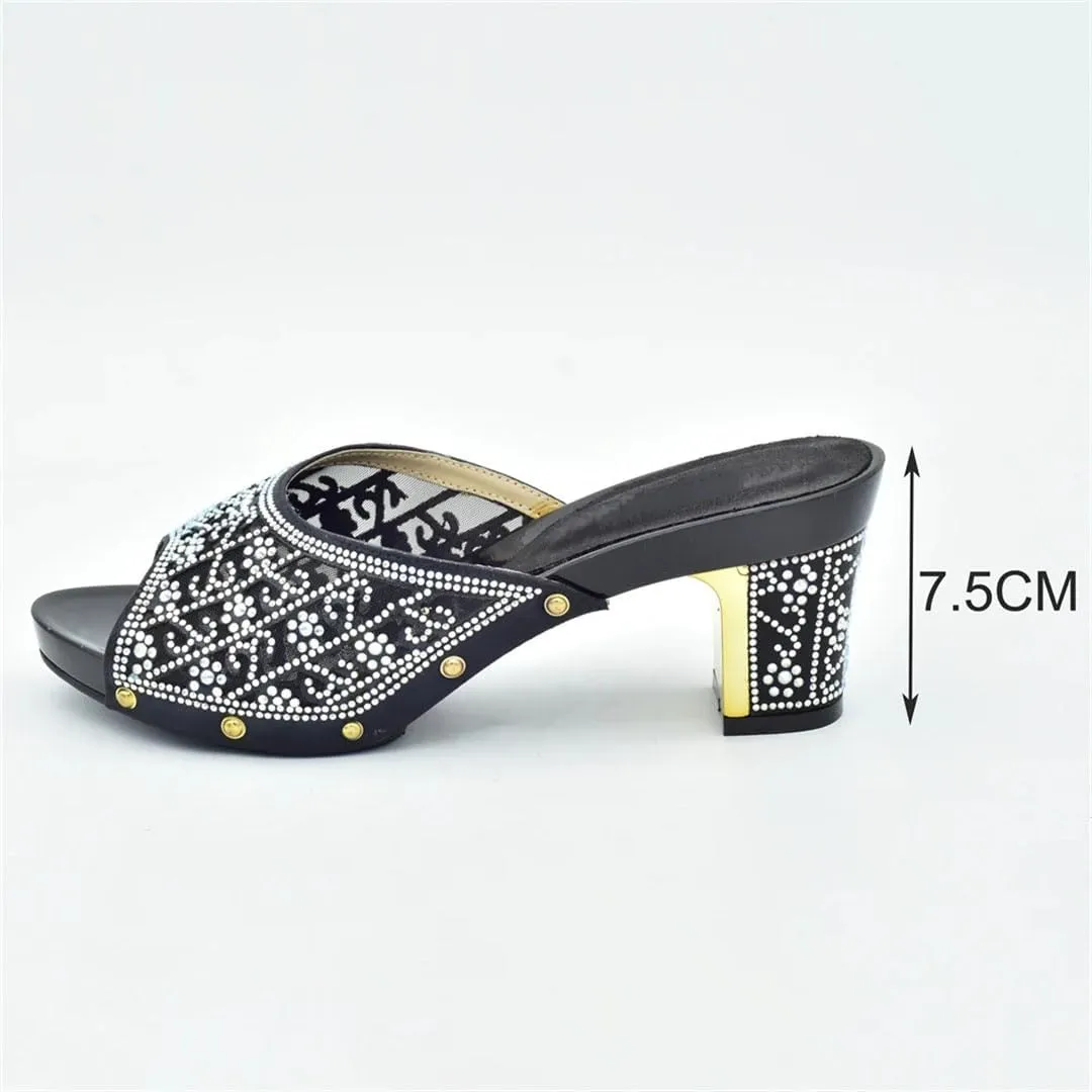 African Wedding Luxury Heel Set with Crystal Clutch Bag Italian-Design Bridal Party Pumps