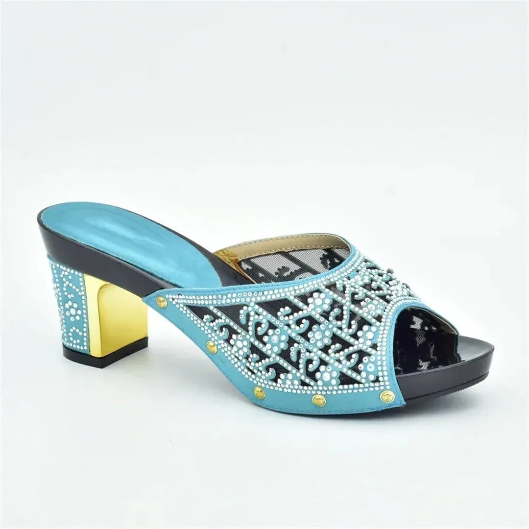African Wedding Luxury Heel Set with Crystal Clutch Bag Italian-Design Bridal Party Pumps