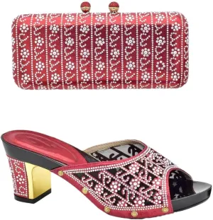 African Wedding Luxury Heel Set with Crystal Clutch Bag Italian-Design Bridal Party Pumps
