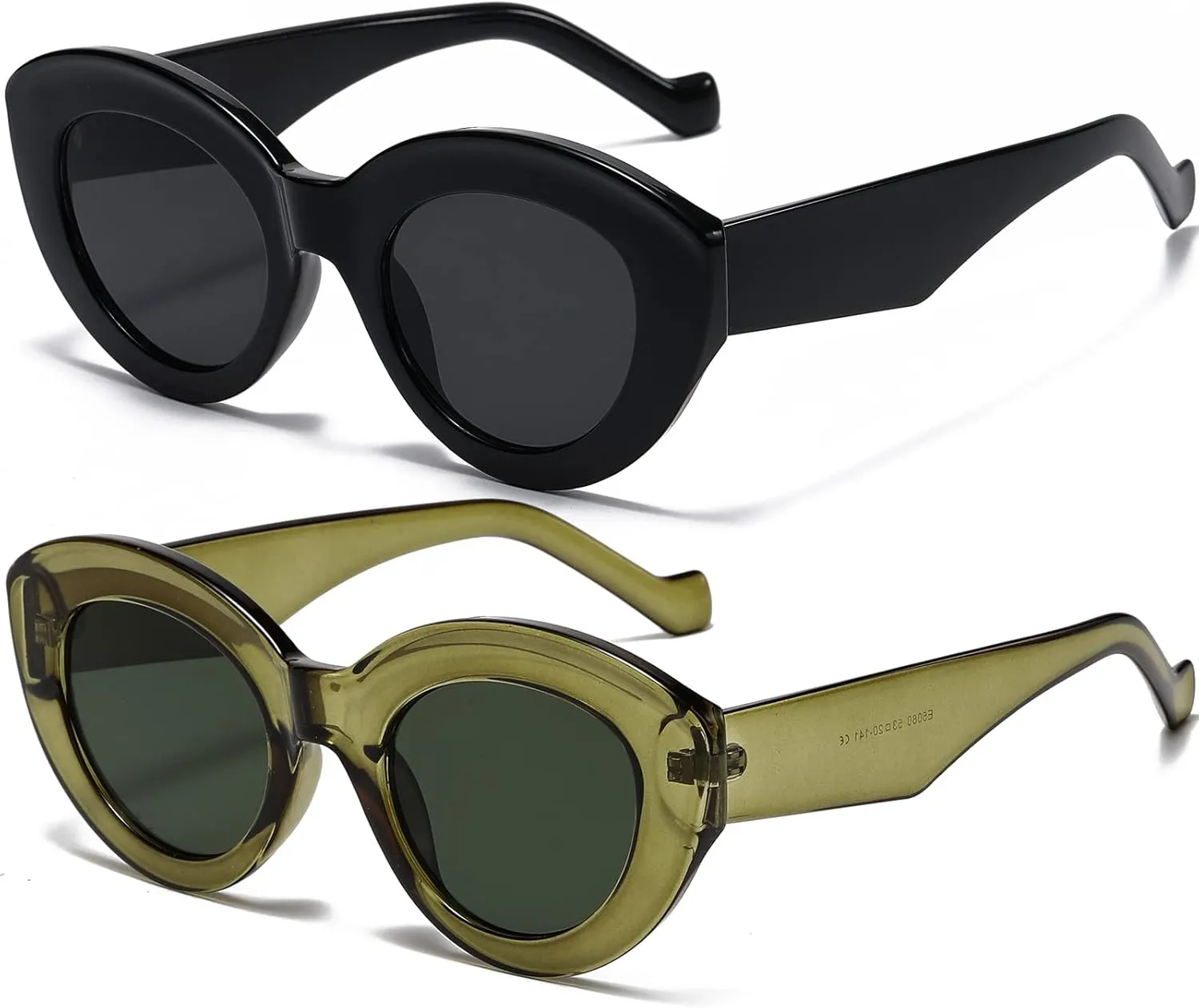 AIEYEZO Oversized Cat Eye Sunglasses for Women Cute Oval Thick Frame Cateye Sun Glasses Chic Retro Style Shades