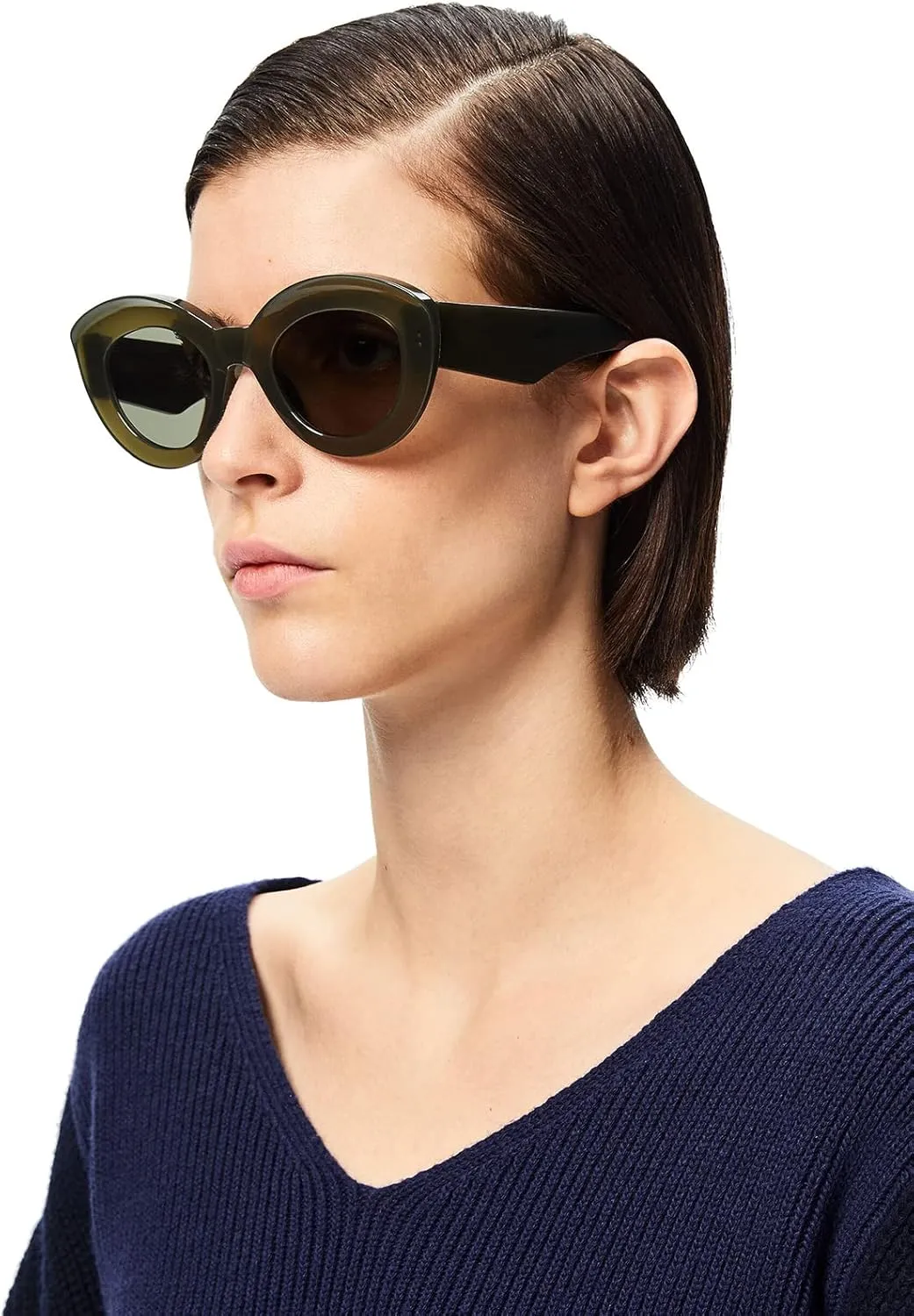 AIEYEZO Oversized Cat Eye Sunglasses for Women Cute Oval Thick Frame Cateye Sun Glasses Chic Retro Style Shades