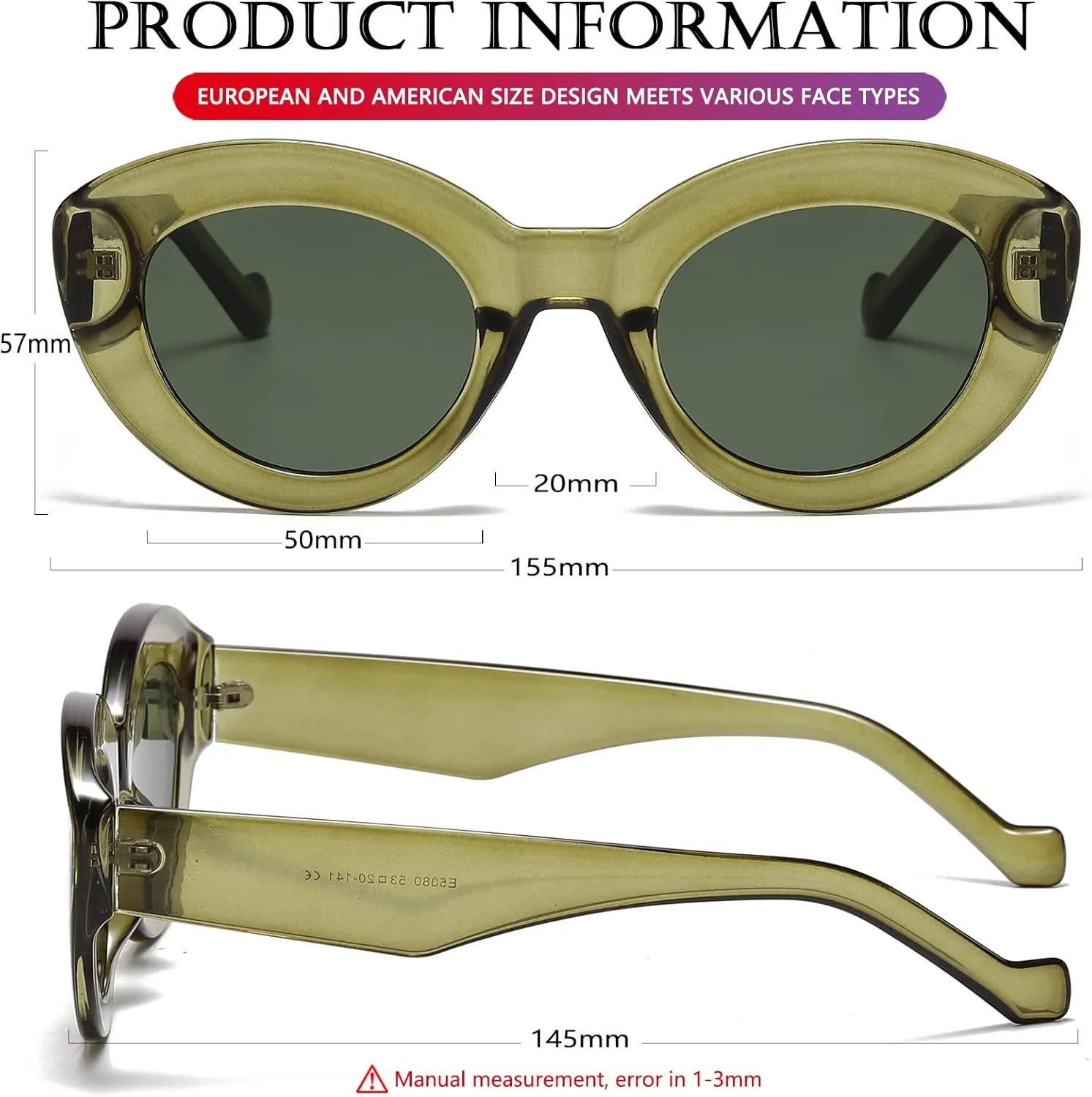 AIEYEZO Oversized Cat Eye Sunglasses for Women Cute Oval Thick Frame Cateye Sun Glasses Chic Retro Style Shades